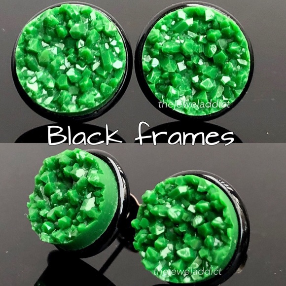 3/$15🎀Basil Green faux druzy studs - Picture 11 of 11